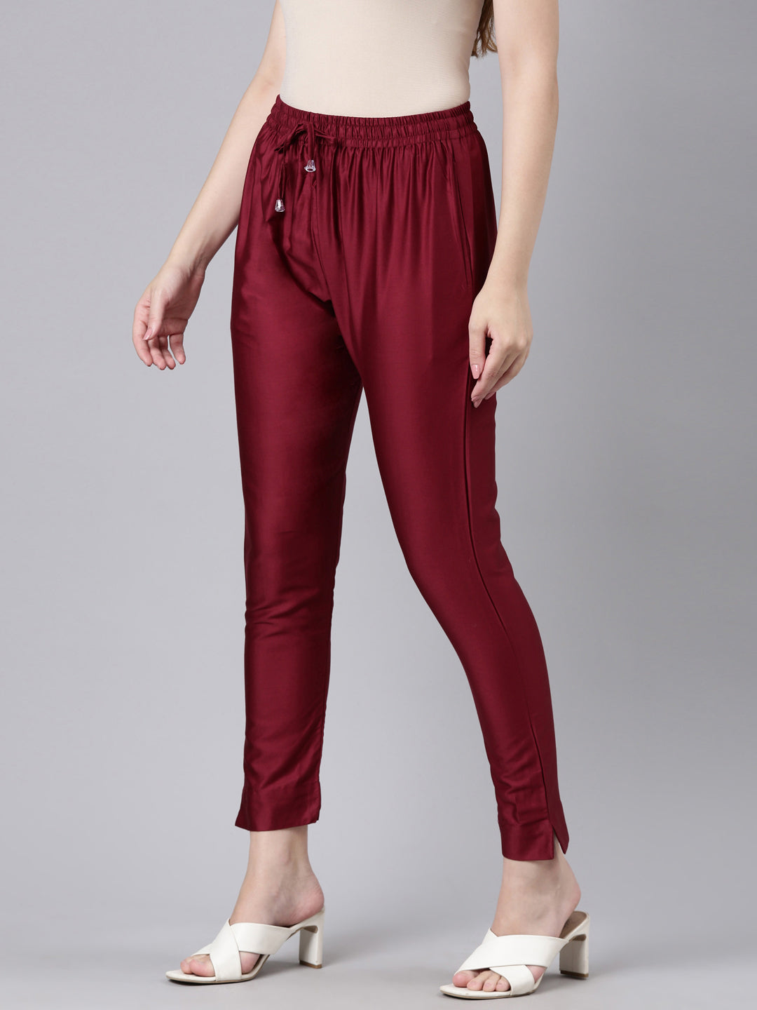 Buy Maroon Trousers & Pants for Women by Go Colors Online | Ajio.com