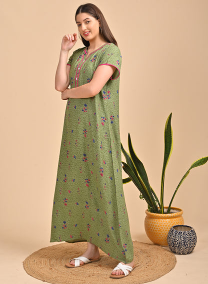 Green-Colored Alpine A Line Nightdress