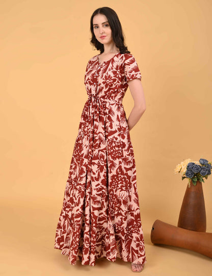 Womens Rust-Colored Premium Flare Gown