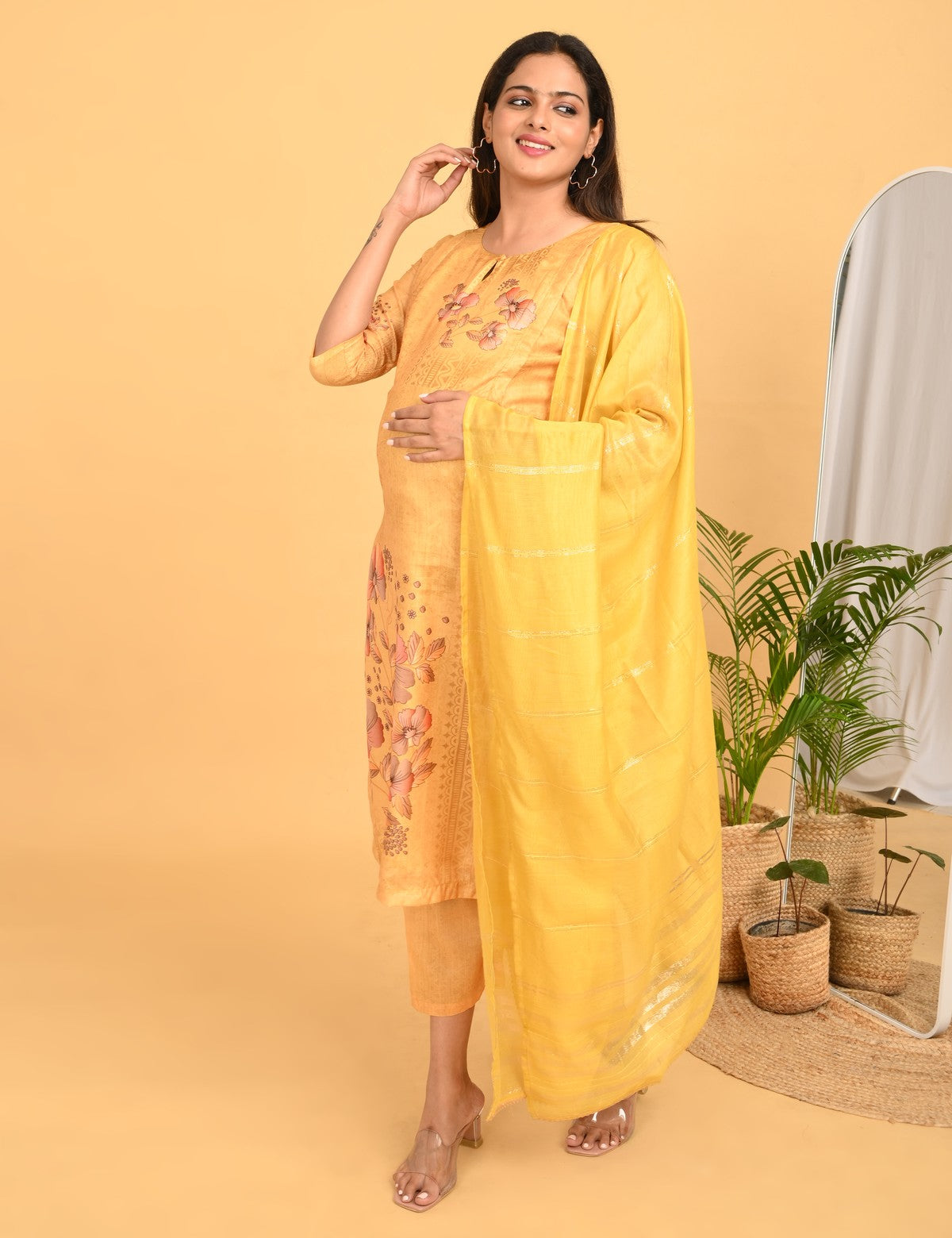 Womens Maternity SKD Set - Mustard
