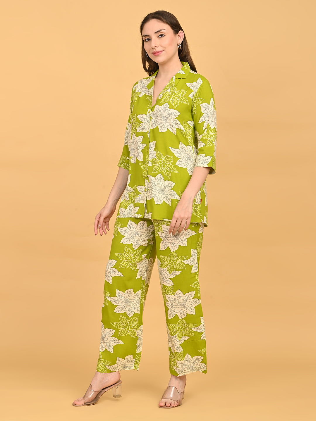 Mehandi-Colored Printed Co-Ord Set