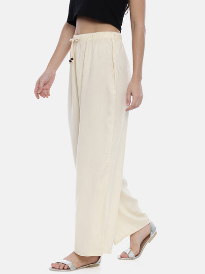 Mid Rise Straight Palazzo - Off White