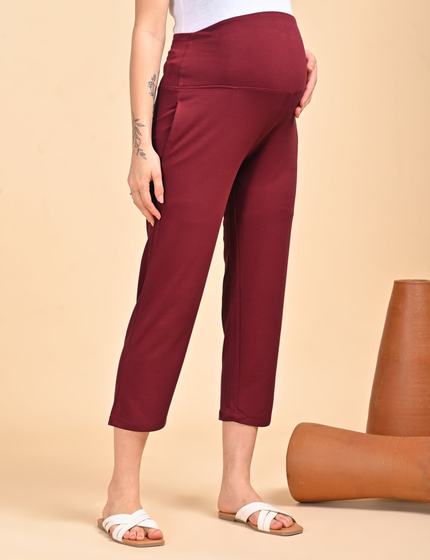 Womens Maternity Pant - Maroon