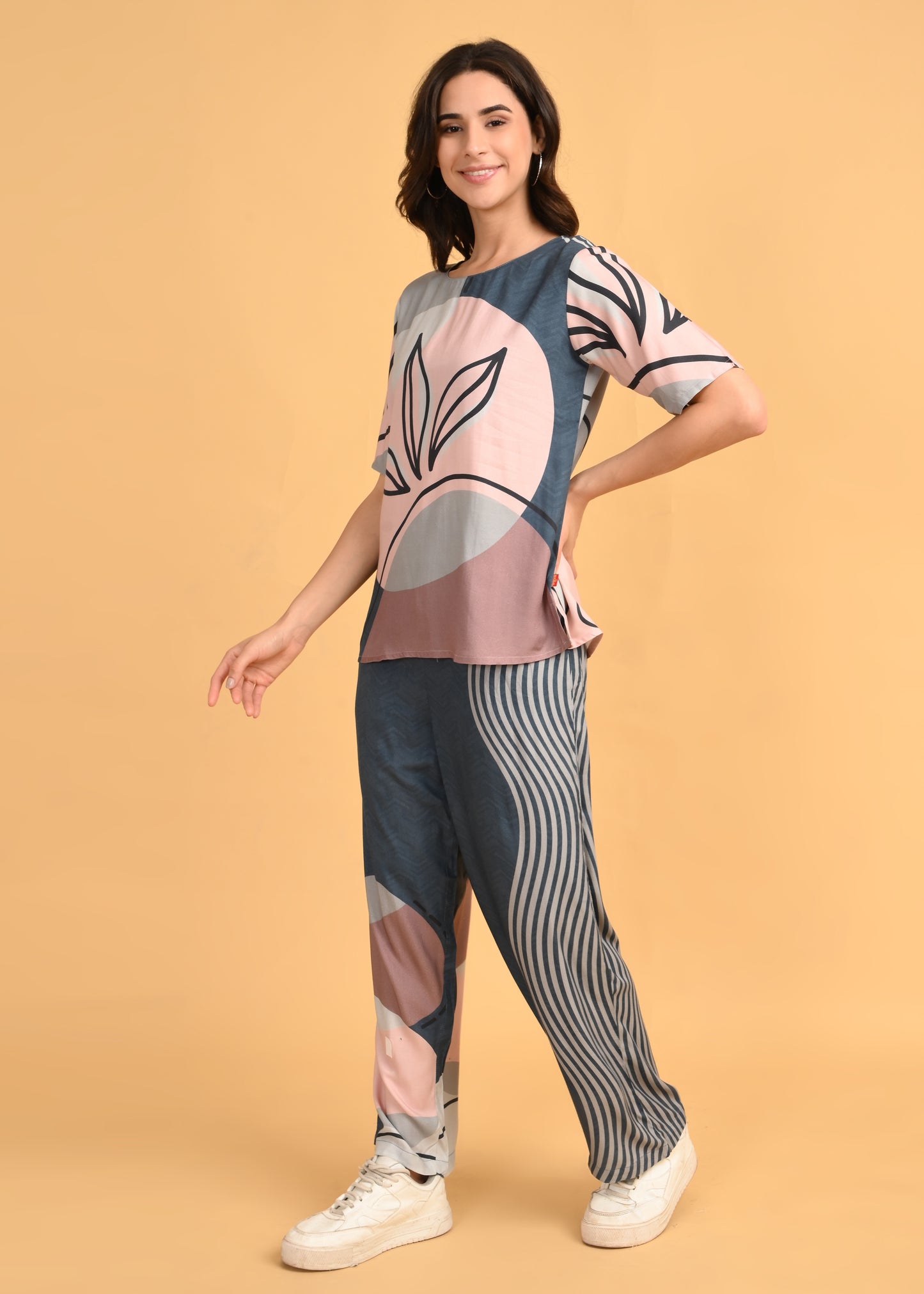Grey-Colored Printed Co-Ord Set
