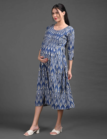 Grey-Colored Maternity 3/4th Gown