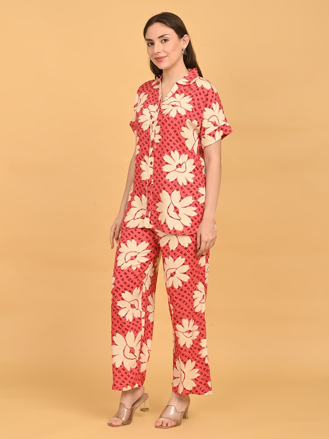 Red-Colored Printed Co-Ord Set