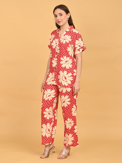 Red-Colored Printed Co-Ord Set