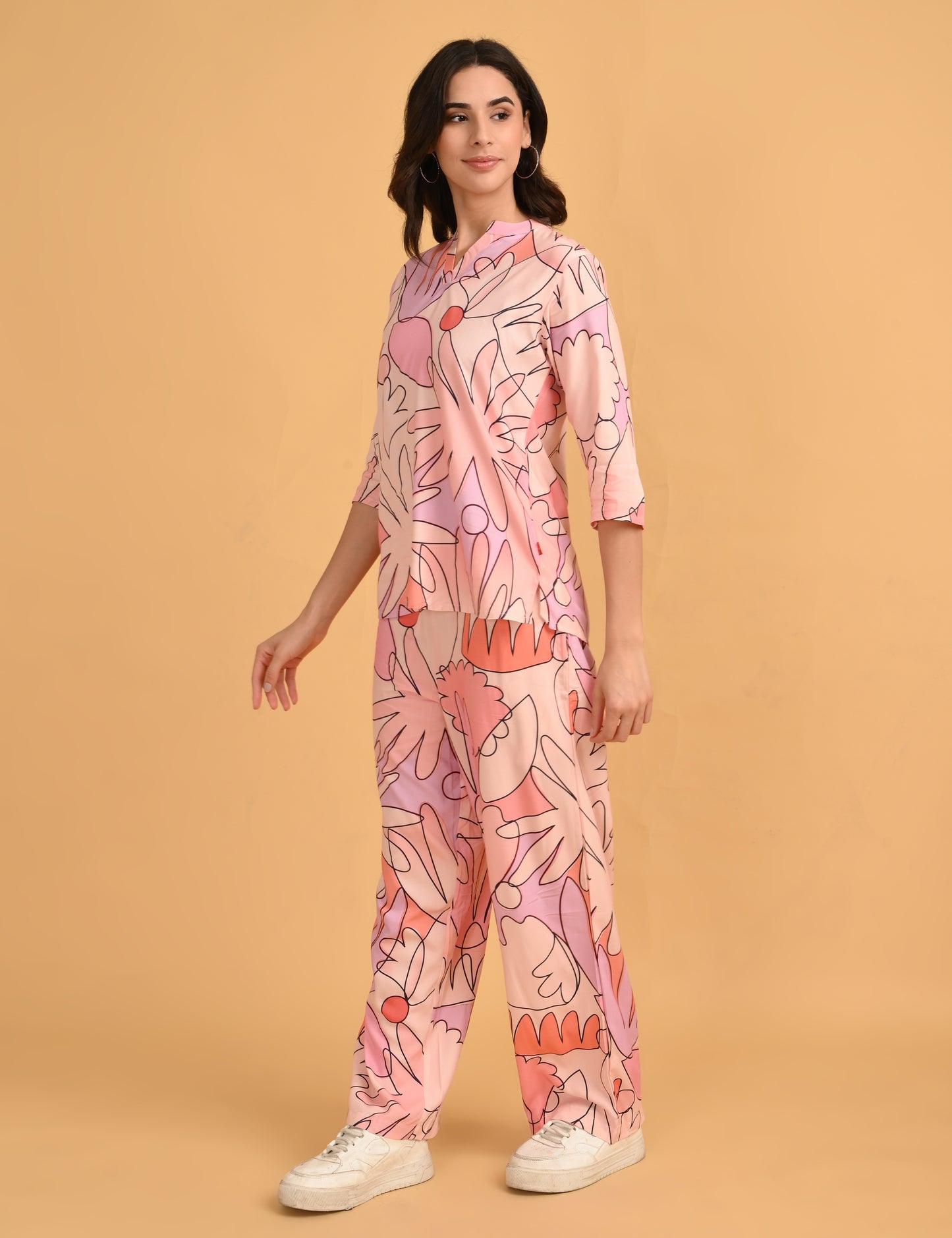 Pink-Colored Printed Co-Ord Set