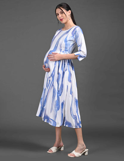 White-Colored Maternity 3/4th Gown