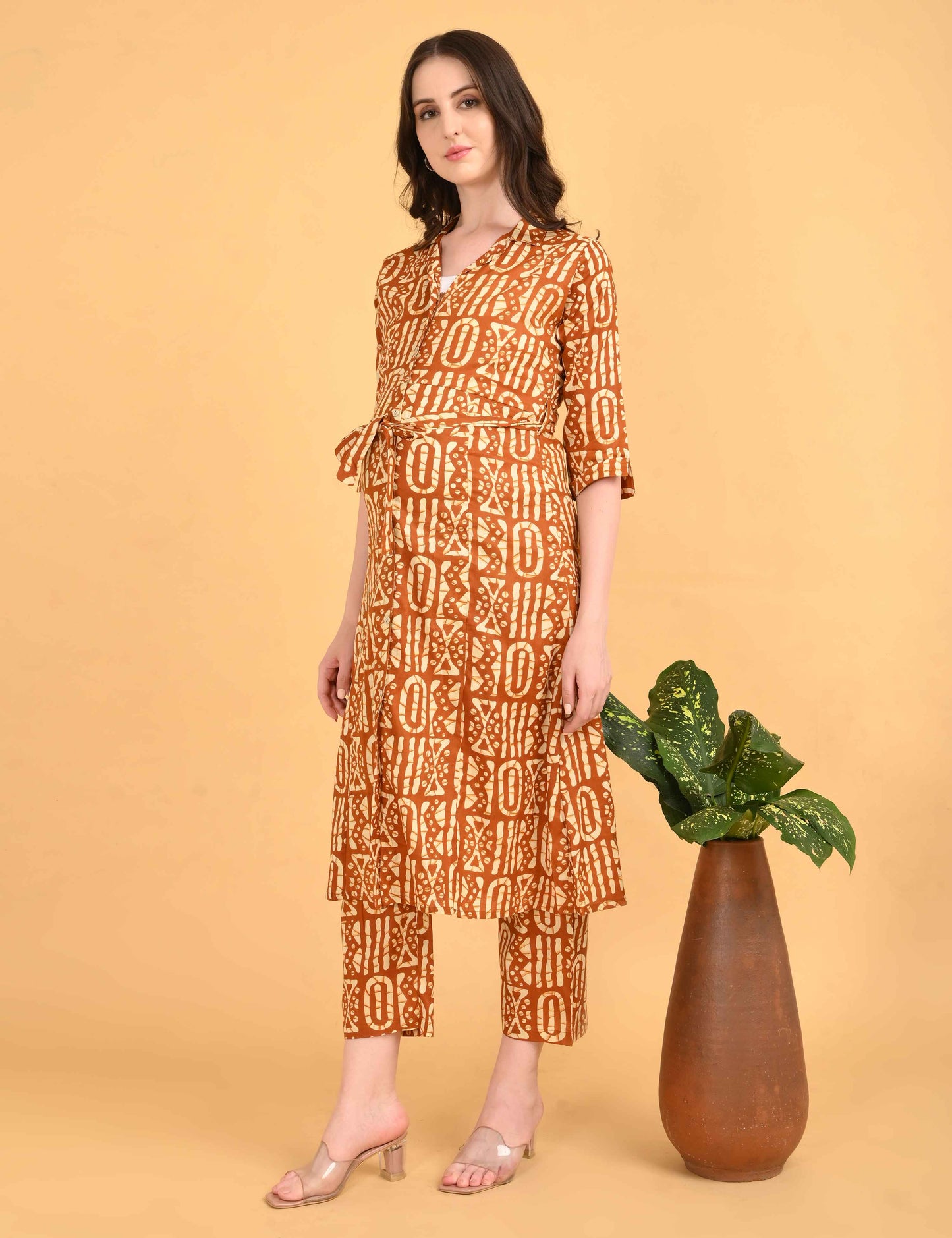 Womens Maternity Kurti Pant Set - Mustard