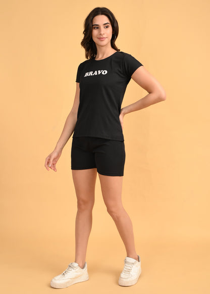 Womens Printed Travel Wear - Black