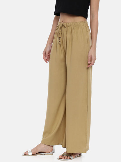 Mid Rise Straight Palazzo - Khaki