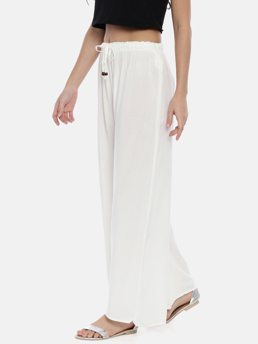 Mid Rise Straight Palazzo - White