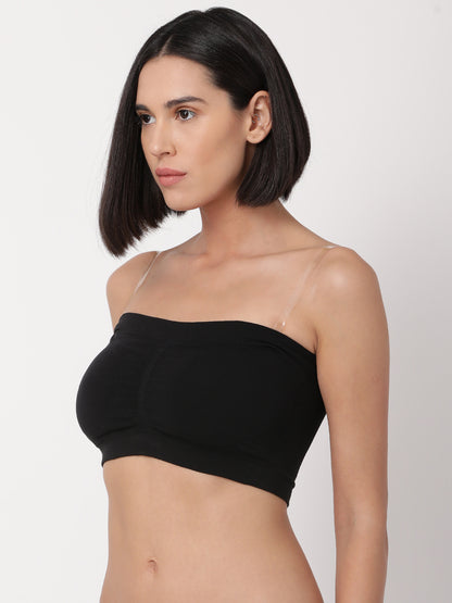 Womens Padded Tube Top - Black