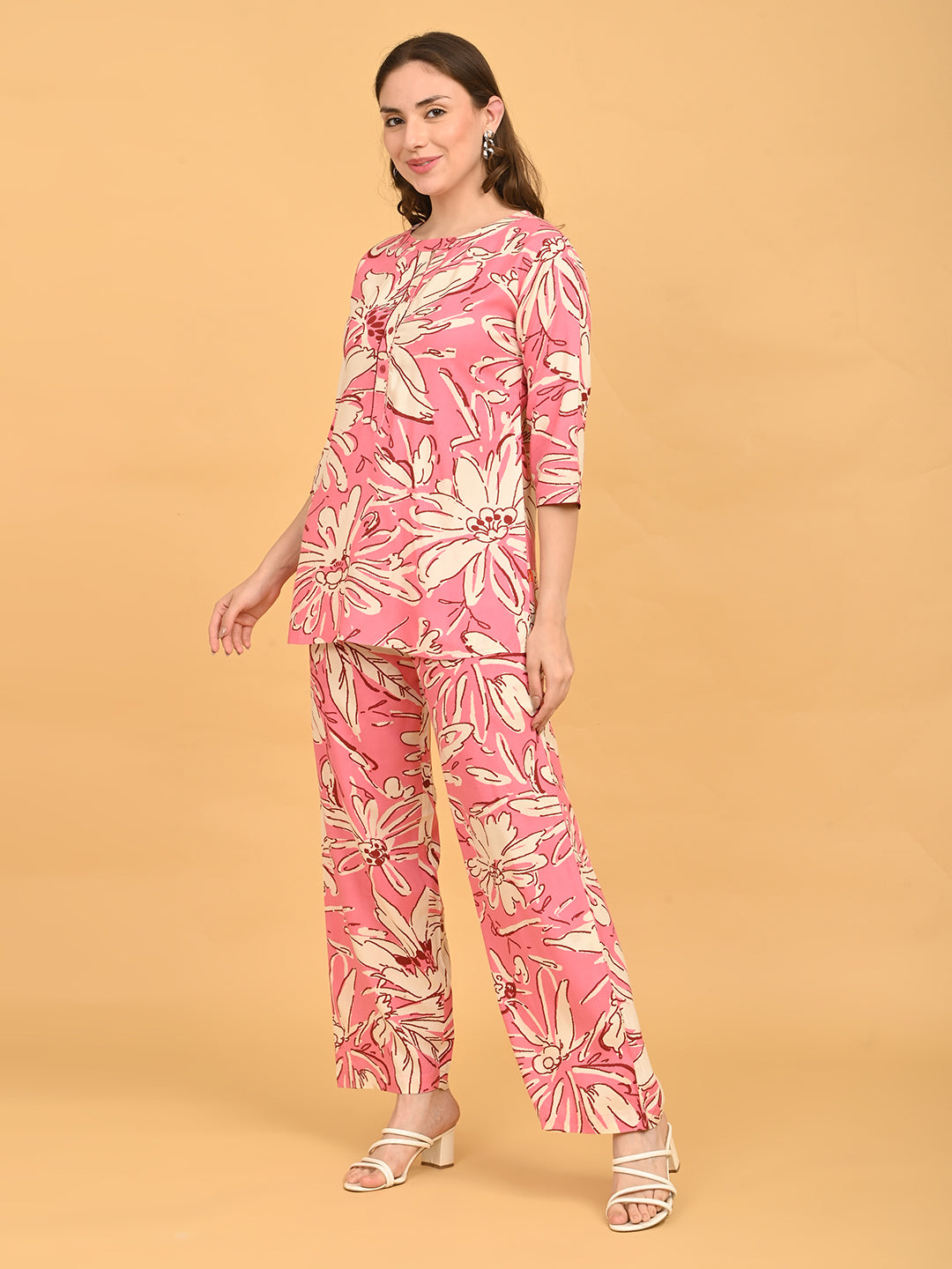 Pink-Colored Printed Co-Ord Set