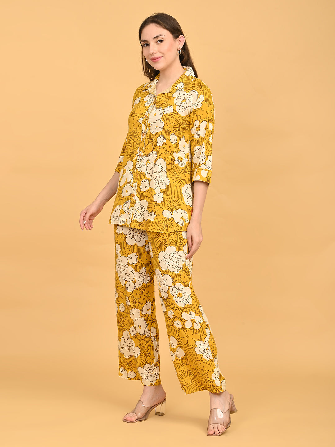 Mustard-Colored Printed Co-Ord Set