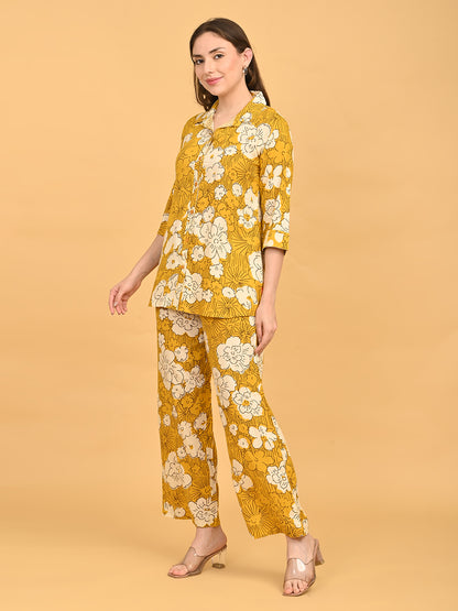 Mustard-Colored Printed Co-Ord Set