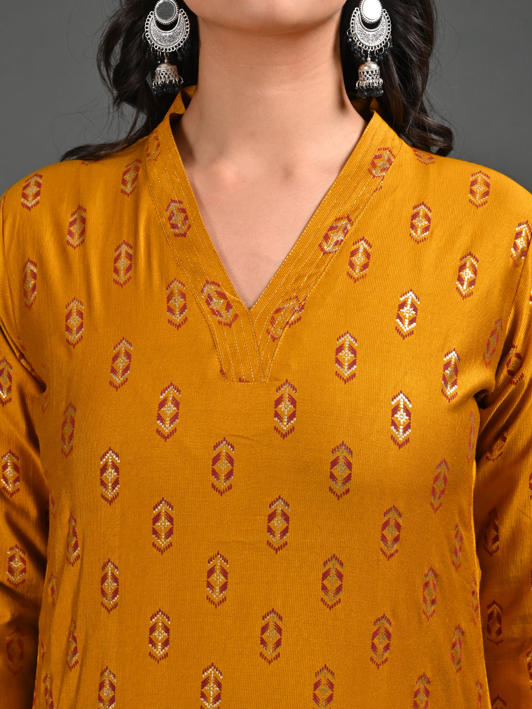 Womens Mustard-Colored Straight Kurta