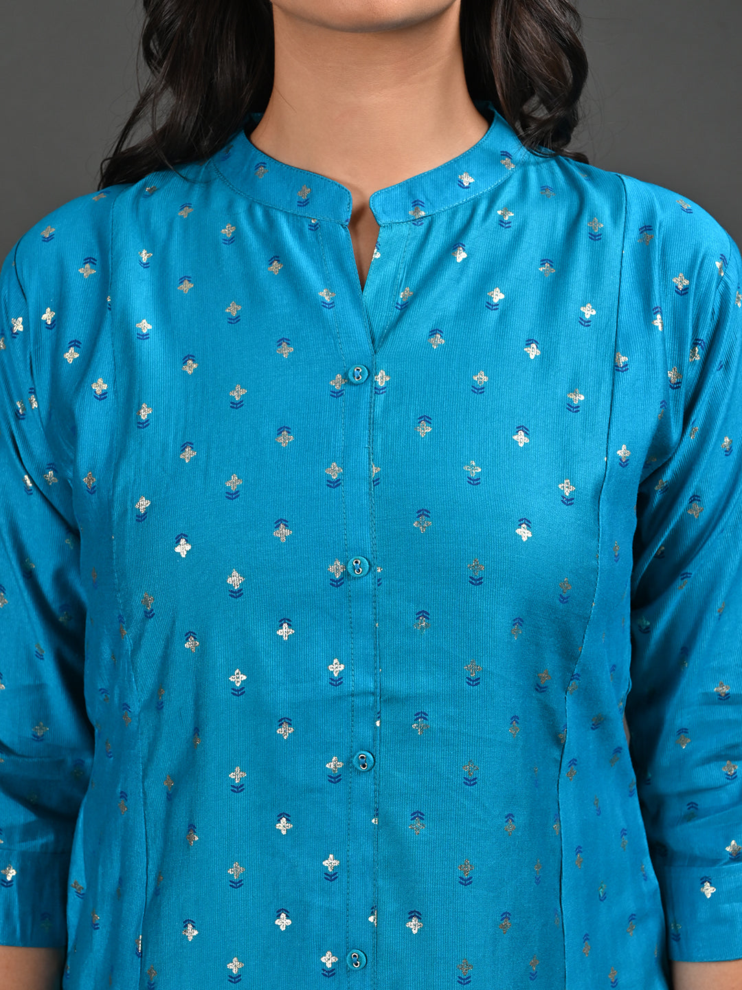 Womens Rama-Colored A-Line Kurta