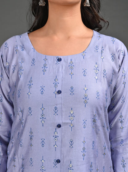 Womens Lavender-Colored A-Line Kurta