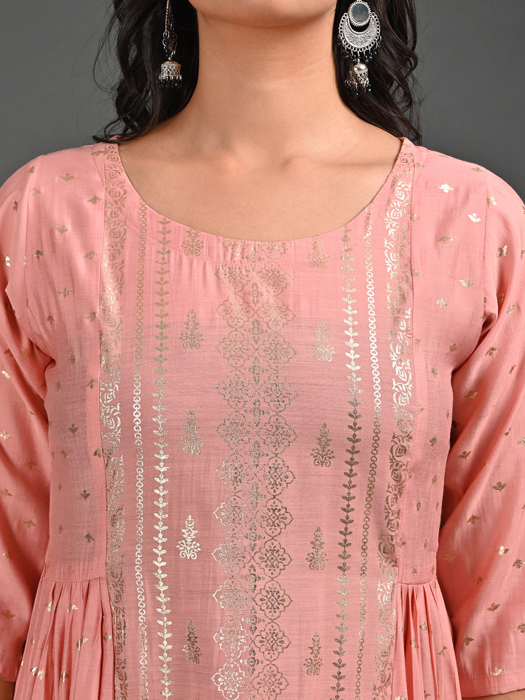 Womens L.Peach-Colored A-Line Kurta