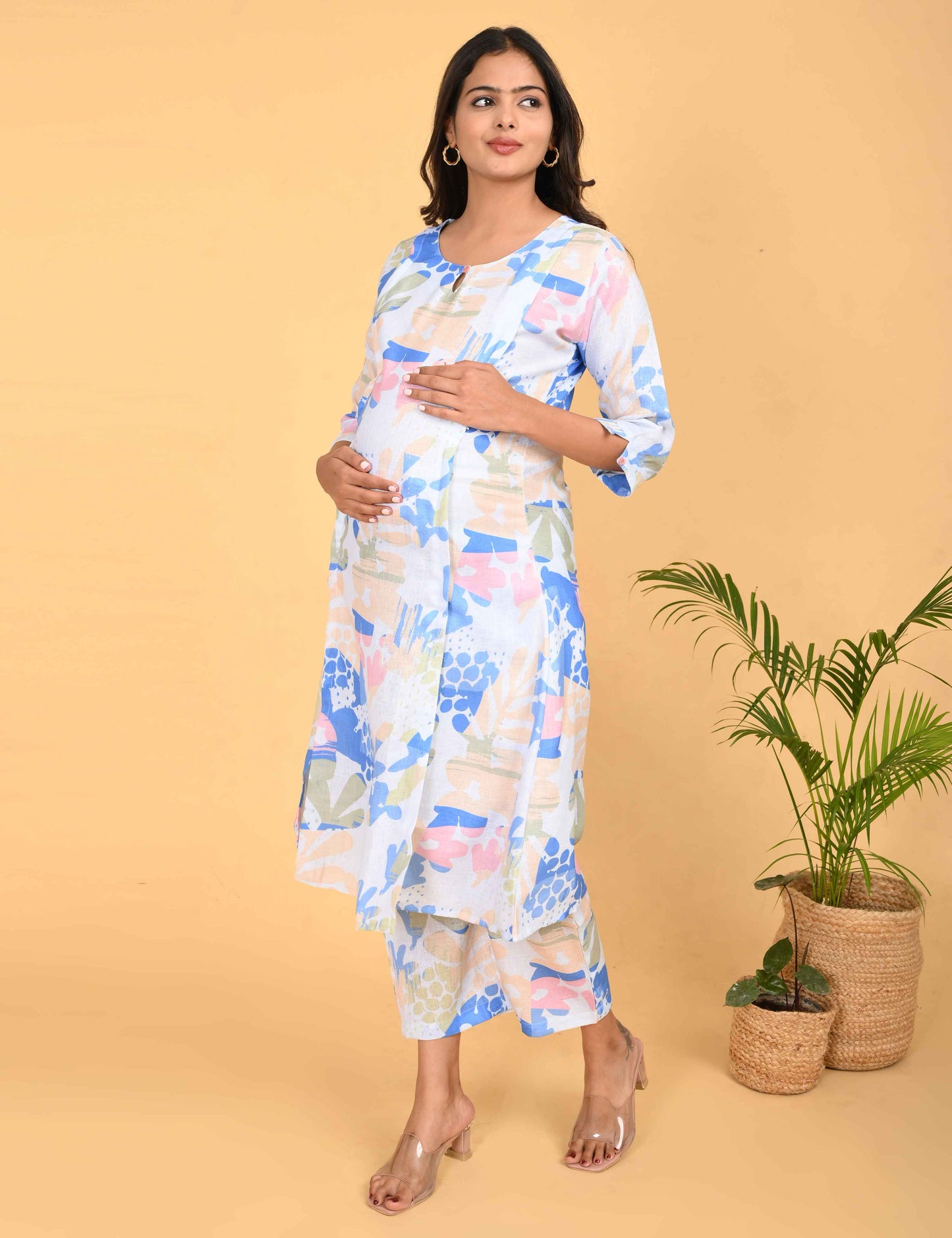 Womens Maternity Kurti Pant Set - Multi