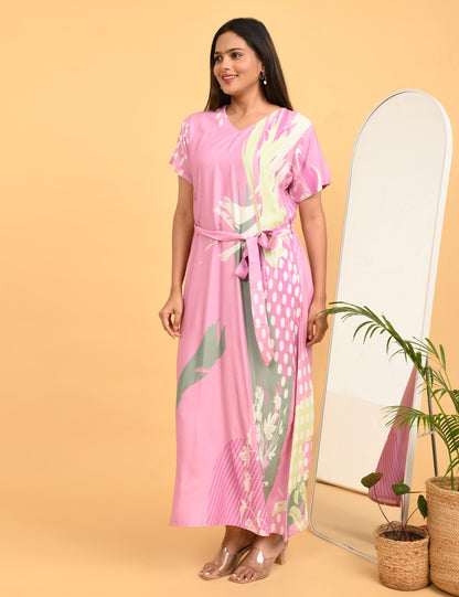 Pink Pearl-Colored Ankle Gown