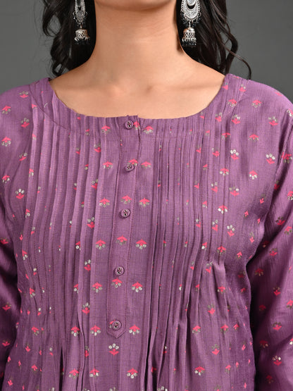 Womens Magenta-Colored A-Line Kurta