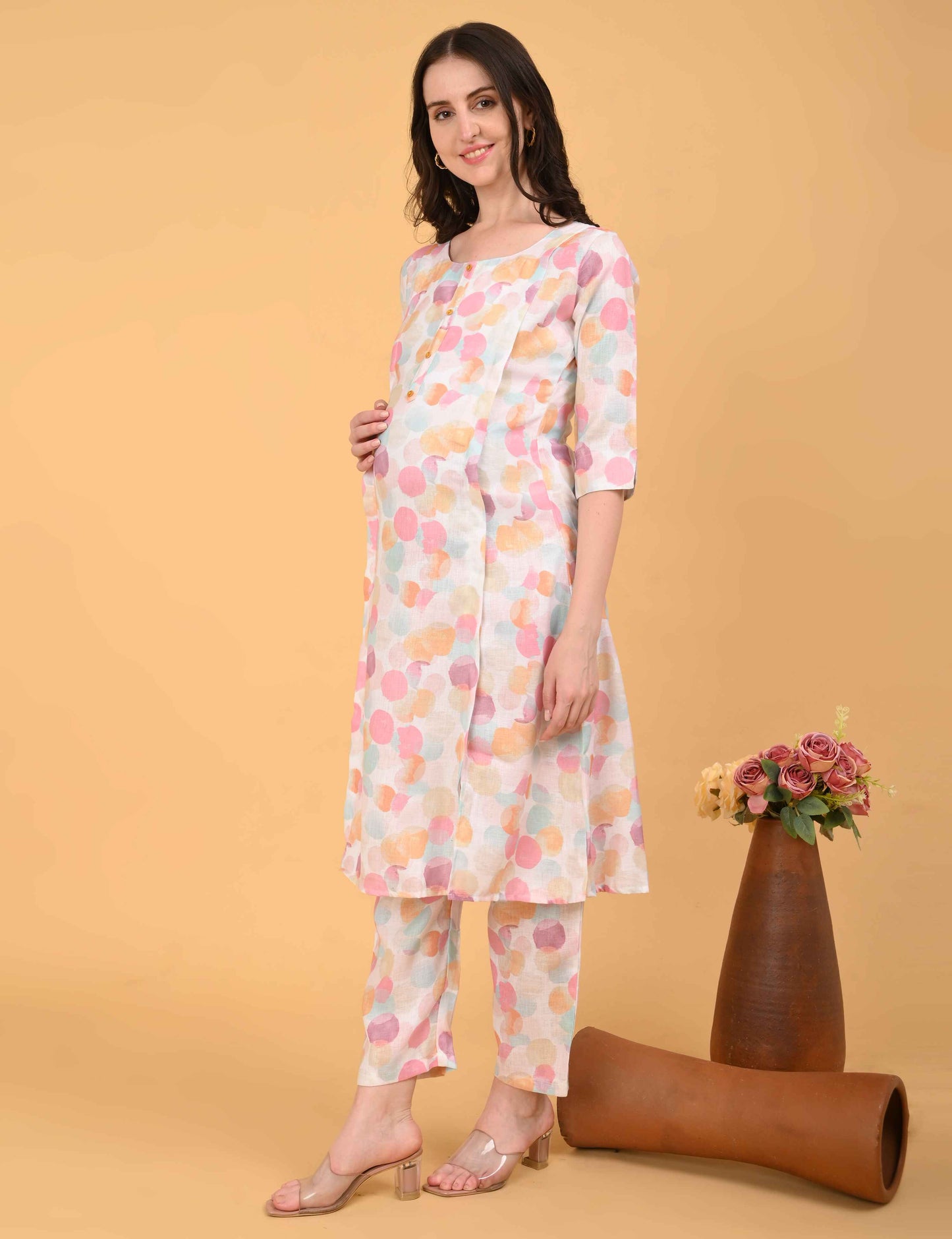 Womens Maternity Kurti Pant Set - Multi