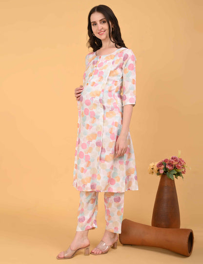Womens Maternity Kurti Pant Set - Multi