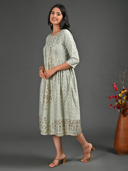 Womens Pista-Colored A-Line Kurta