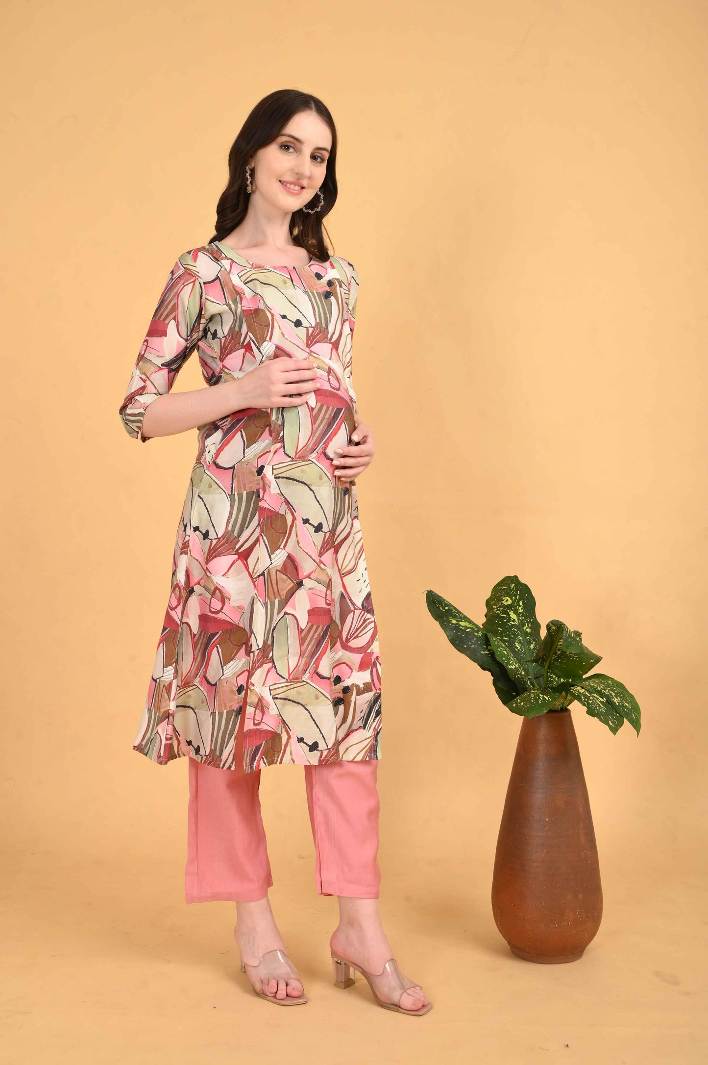 Womens Maternity Kurti Pant Set - Multi