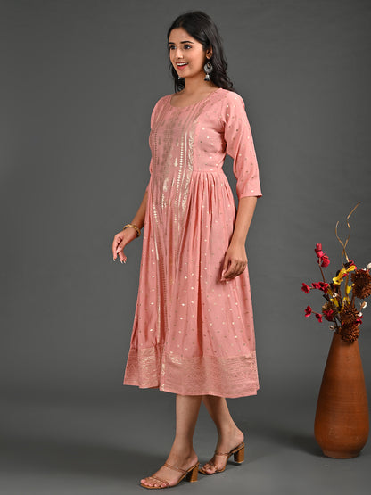 Womens L.Peach-Colored A-Line Kurta