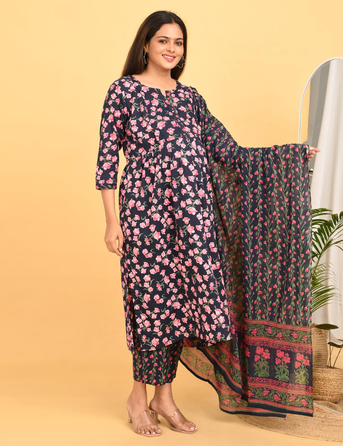 Womens Maternity SKD Set - Navy Blue