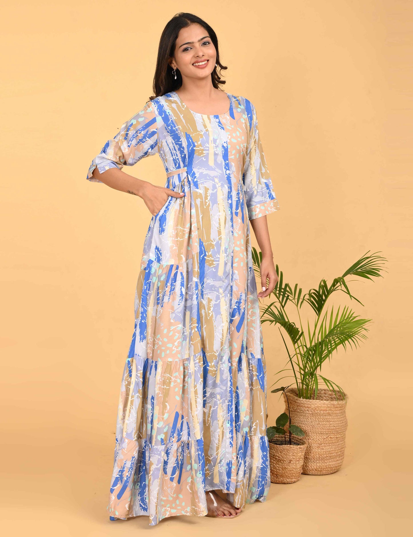 Womens Skin-Colored Premium Flare Gown