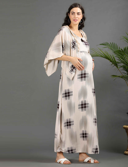 Yellow-Colored Maternity Long Gown