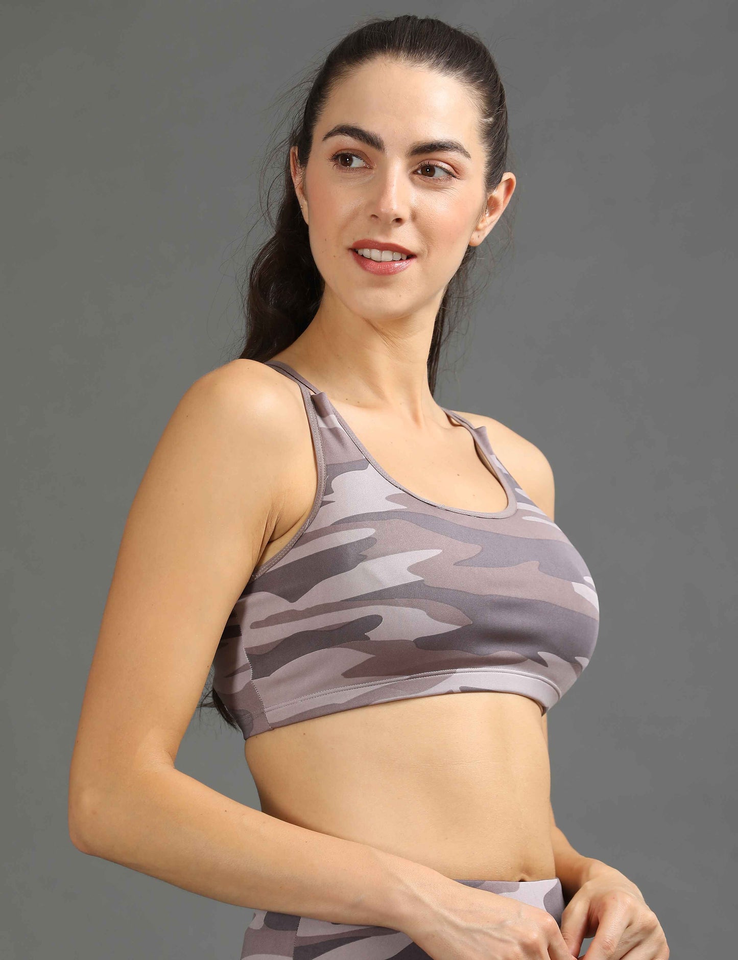 Womens Sports Bra with Removable Pads - Grey