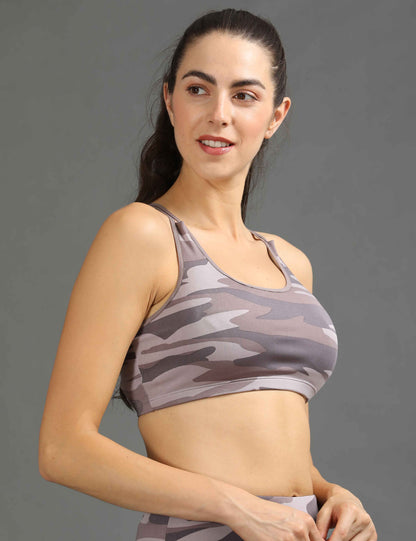 Womens Sports Bra with Removable Pads - Grey