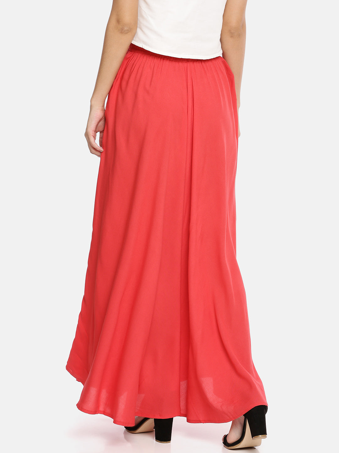 Womens Peach Solid Skirt Palazzo