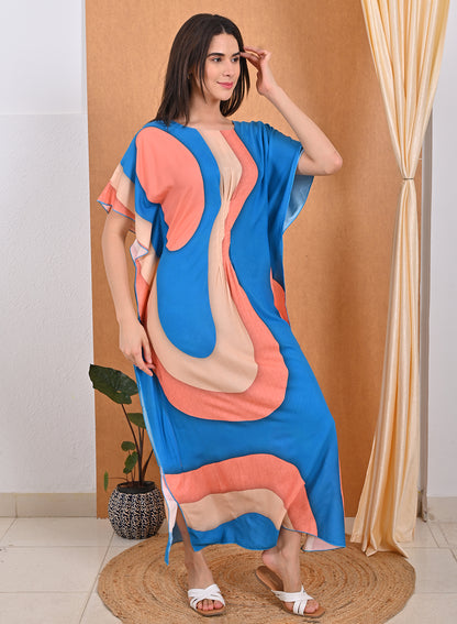 Womens Printed Kaftan Nightdress - Multi