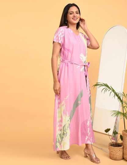 Pink Pearl-Colored Ankle Gown