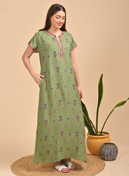 Green-Colored Alpine A Line Nightdress