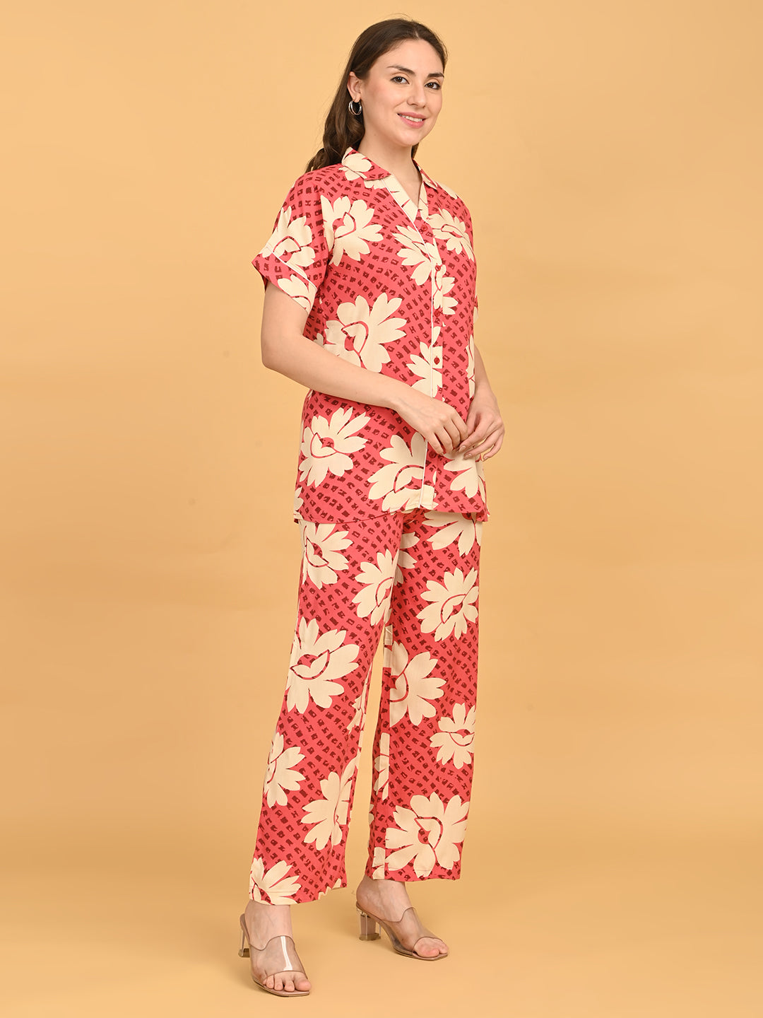 Red-Colored Printed Co-Ord Set