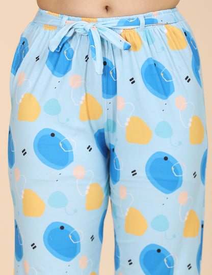 Womens Printed Travel Wear - Aqua