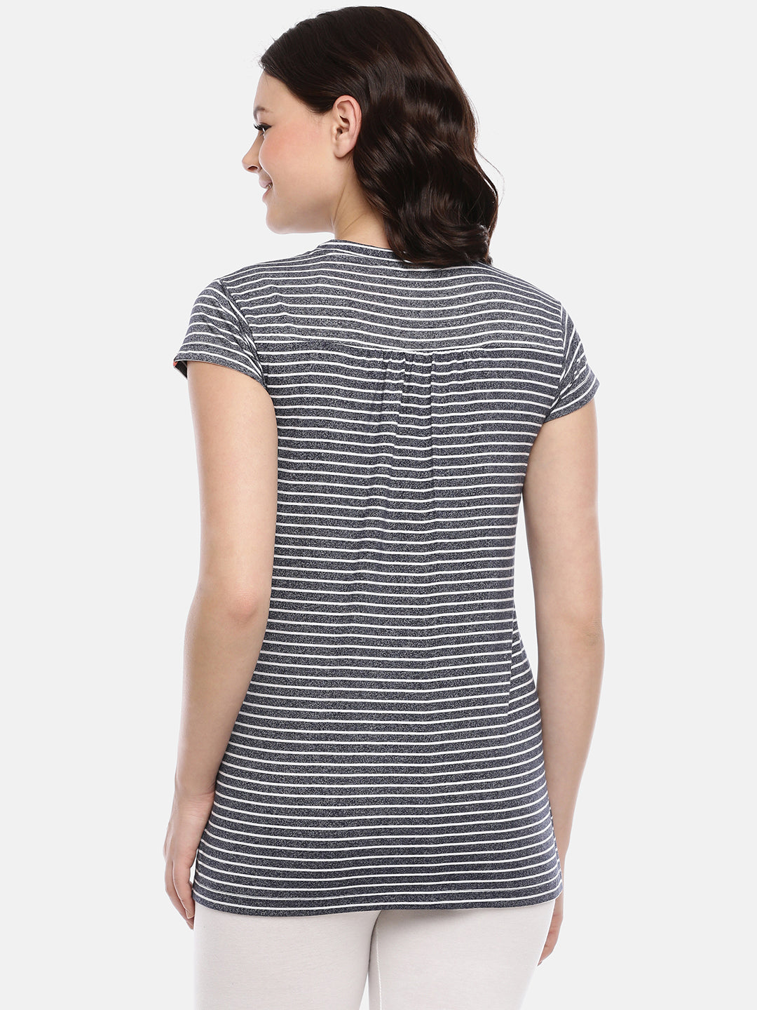 Womens Striped Maternity Tees - Navy Blue