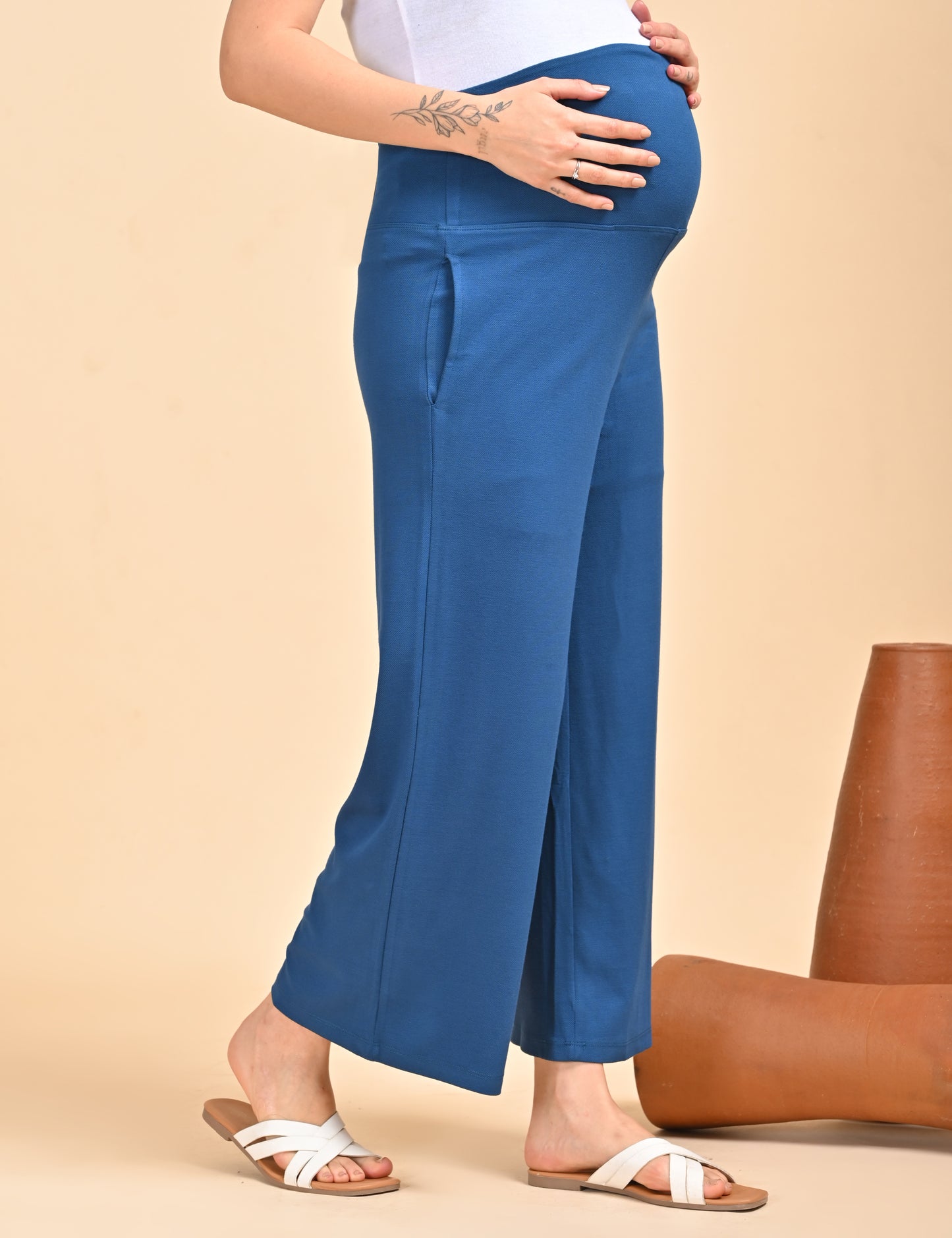 Womens Maternity Palazzo - Indigo