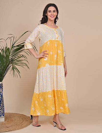 Womens Flare Gown - Yellow