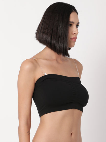 Womens Padded Tube Top - Black