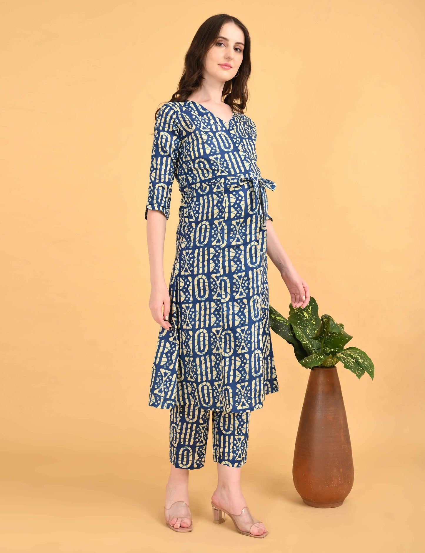Womens Maternity Kurti Pant Set - Blue