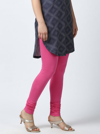 Womens 4 Way Stretch Churidar Leggings - Fuchsia